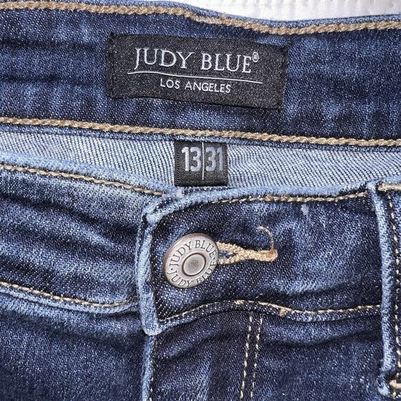 Judy Blue Jeans Size 13/31 Wide Leg Raw Hem Distressed Crop High Rise JB82593DK - Picture 10 of 15